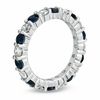 Thumbnail Image 1 of Blue Sapphire and 1 CT. T.W. Diamond Eternity Band in 14K White Gold