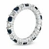 Thumbnail Image 2 of Blue Sapphire and 1 CT. T.W. Diamond Eternity Band in 14K White Gold