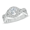 Thumbnail Image 1 of Celebration Lux® 1 CT. T.W. Certified Diamond Twist Frame Engagement Ring in 18K White Gold (I/SI2)