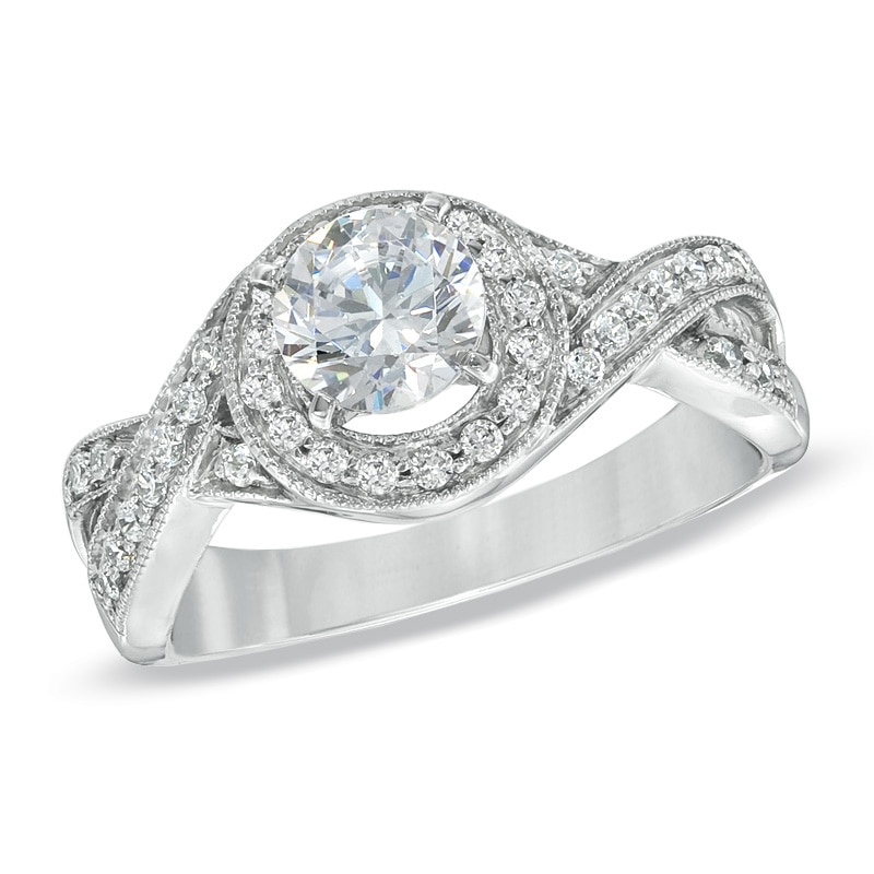 Celebration Lux® 1 CT. T.W. Diamond Twist Frame Engagement Ring in 18K White Gold (I/SI2)