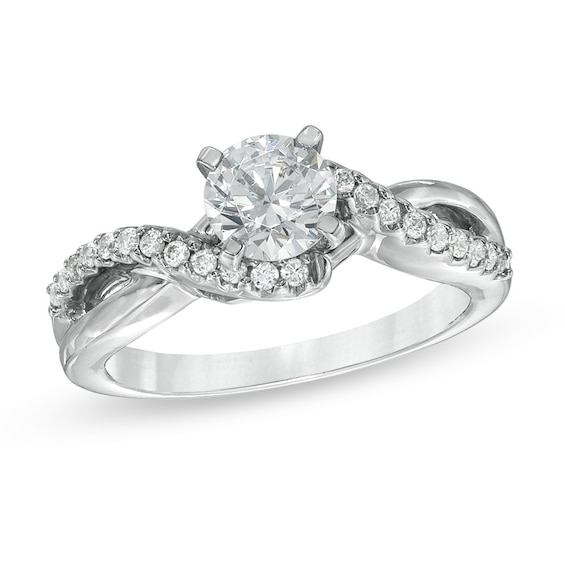 Celebration Lux® 1 CT. T.w. Certified Diamond Twist Shank Engagement Ring in 18K White Gold (I/Si2)