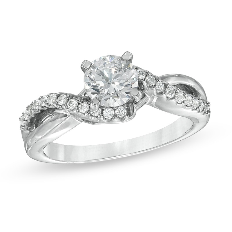 Main Image 1 of Celebration Lux® 1 CT. T.W. Certified Diamond Twist Shank Engagement Ring in 18K White Gold (I/SI2)