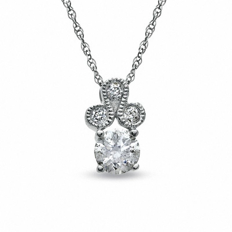 Main Image 1 of 1/3 CT. T.W. Diamond Trinity Pendant in 10K White Gold