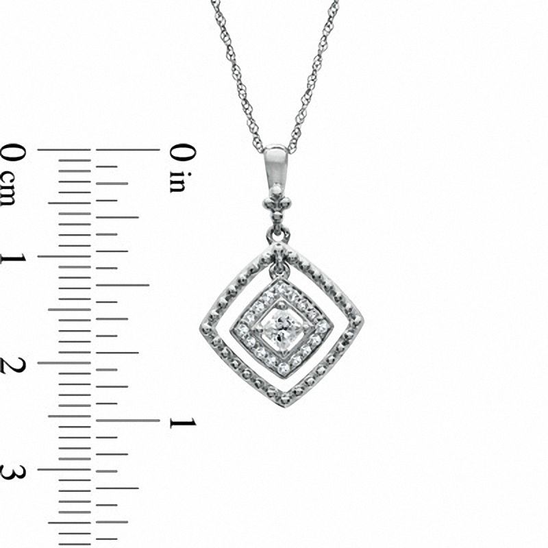 Main Image 2 of 1/4 CT. T.W. Princess-Cut Diamond Kite Drop Pendant in 10K White Gold