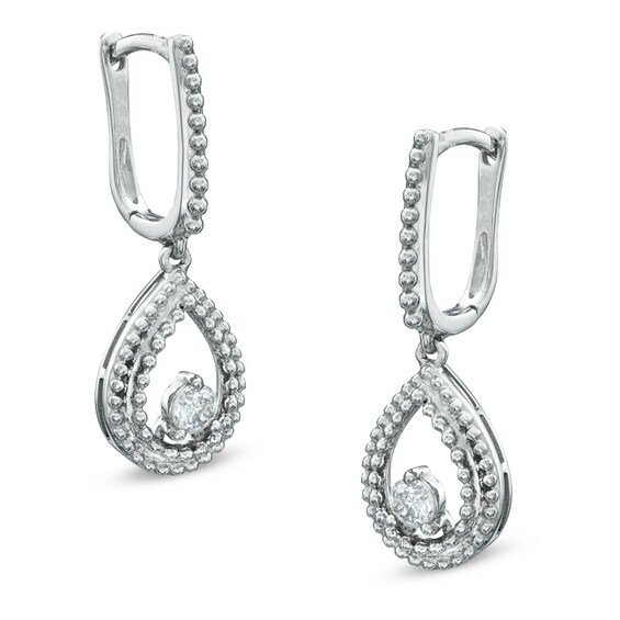 1/5 CT. T.w. Diamond Solitaire Teardrop Earrings in 10K White Gold