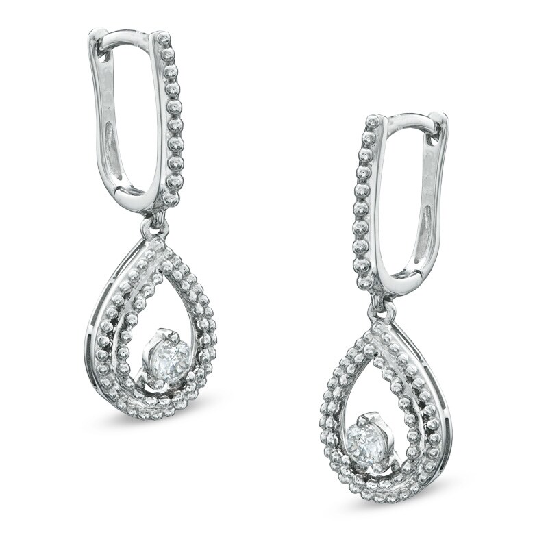 Main Image 1 of 1/5 CT. T.W. Diamond Solitaire Teardrop Earrings in 10K White Gold