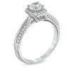 Thumbnail Image 2 of Celebration Lux® 1 CT. T.W. Certified Diamond Framed Engagement Ring in 18K White Gold (I/SI2)