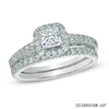 Thumbnail Image 1 of Celebration Lux® 1-1/5 CT. T.W. Princess-Cut Certified Diamond Bridal Set in 14K White Gold (I/SI2)