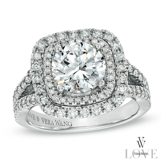 Vera Wang Love Collection 3-1/5 CT. T.w. Diamond Split Shank Engagement Ring in 14K White Gold