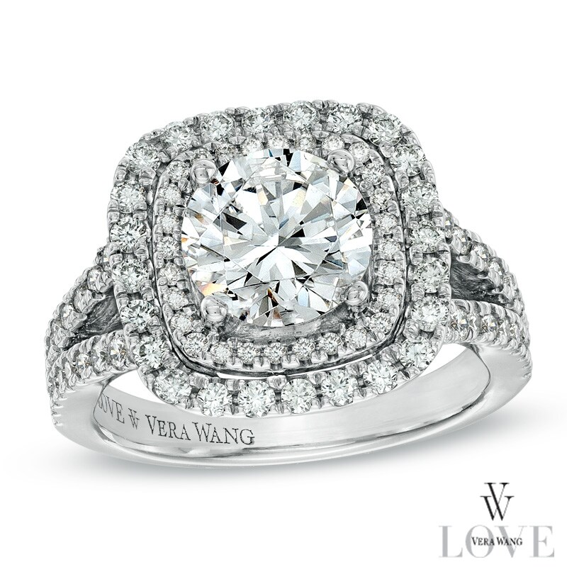 Main Image 1 of Vera Wang Love Collection 3-1/5 CT. T.W. Diamond Split Shank Engagement Ring in 14K White Gold