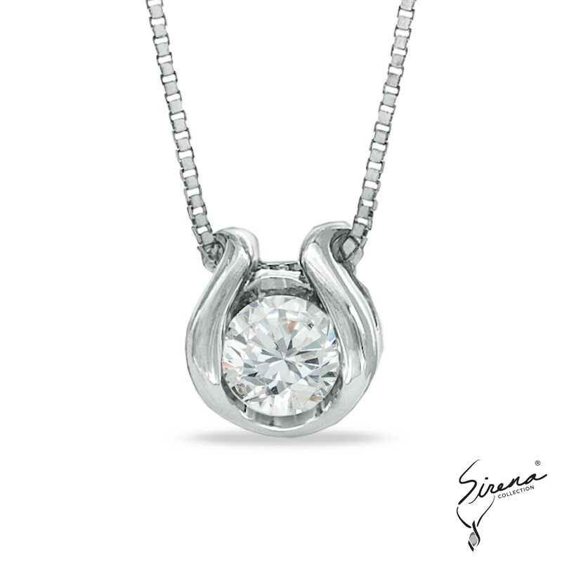 Main Image 1 of Sirena™ Diamond Accent Solitaire Horseshoe Pendant in 14K White Gold