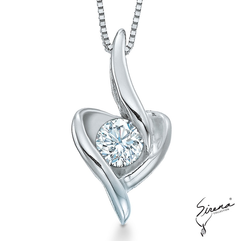 Main Image 1 of Sirena™ 1/10 CT. Diamond Solitaire Pendant in 10K White Gold
