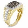 Thumbnail Image 1 of Men's 1 CT. T.W. Cushion-Shaped Champagne and White Multi-Diamond Frame Ring in 10K Two-Tone Gold