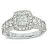 Thumbnail Image 1 of 2-1/4 CT. T.W. Certified Emerald-Cut Diamond Frame Engagement Ring in 14K White Gold (I/I1)