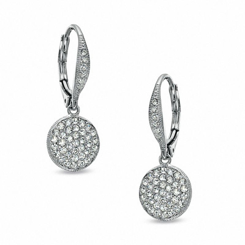 Main Image 1 of AVA Nadri Pavé Crystal Disc Drop Earrings in White Rhodium Brass
