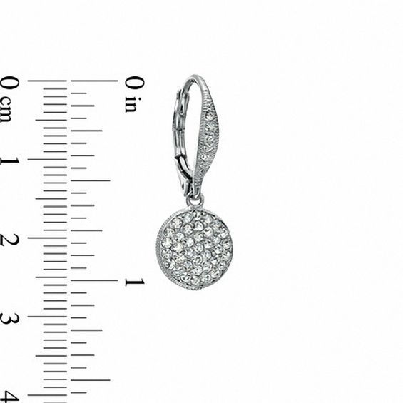 AVA Nadri Pavé Crystal Disc Drop Earrings in White Rhodium Brass