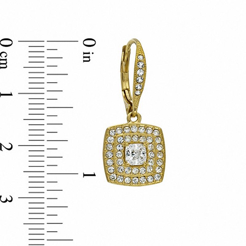 Main Image 2 of AVA Nadri Cubic Zirconia and Crystal Square Drop Earrings in Brass with 18K Gold Plate