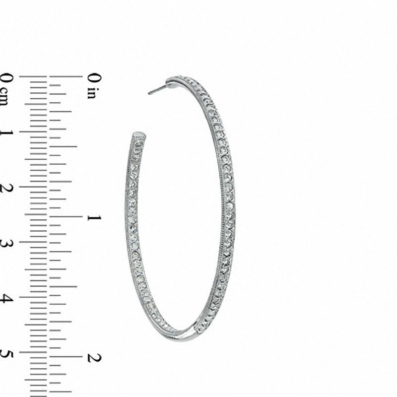 AVA Nadri Crystal Inside-Out Hoop Earrings in White Rhodium Brass