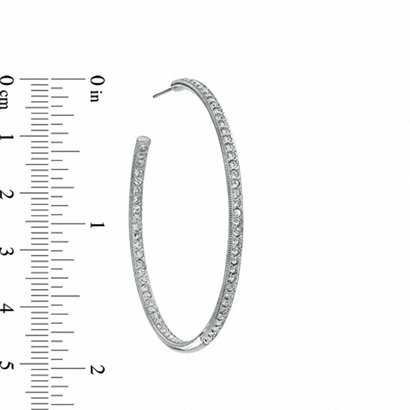 Main Image 2 of AVA Nadri Crystal Inside-Out Hoop Earrings in White Rhodium Brass