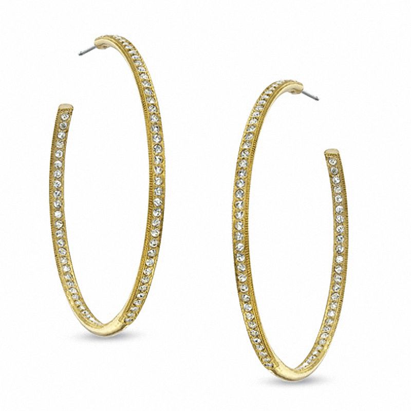 Main Image 1 of AVA Nadri Crystal Inside-Out Hoop Earrings in Brass with 18K Gold Plate