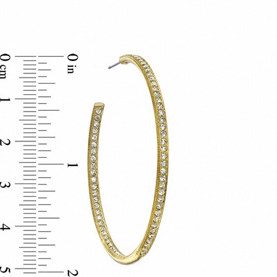 AVA Nadri Crystal Inside-Out Hoop Earrings in Brass with 18K Gold Plate