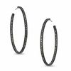 Thumbnail Image 1 of AVA Nadri Crystal Inside-Out Hoop Earrings in Hematite Grey Plated Brass