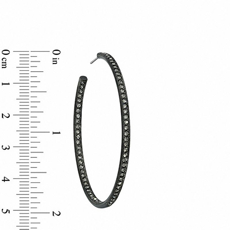 Main Image 2 of AVA Nadri Crystal Inside-Out Hoop Earrings in Hematite Grey Plated Brass