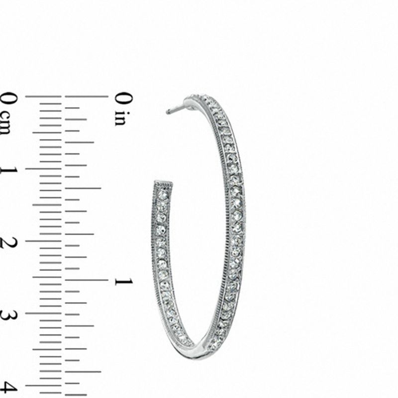 Main Image 2 of AVA Nadri Crystal Milgrain Inside-Out Hoop Earrings in White Rhodium Brass