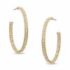 Thumbnail Image 1 of AVA Nadri Crystal Milgrain Inside-Out Hoop Earrings in Brass with 18K Gold Plate