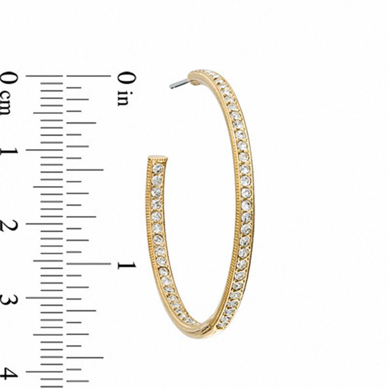 Main Image 2 of AVA Nadri Crystal Milgrain Inside-Out Hoop Earrings in Brass with 18K Gold Plate