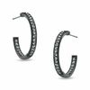 Thumbnail Image 1 of AVA Nadri Crystal Inside-Out Hoop Earrings in Hematite Grey Plated Brass