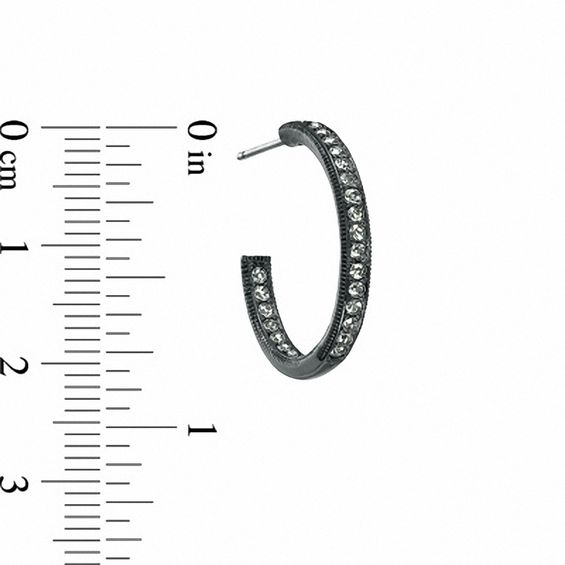 AVA Nadri Crystal Inside-Out Hoop Earrings in Hematite Grey Plated Brass