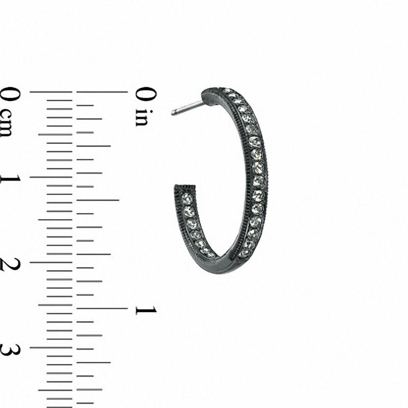 Main Image 2 of AVA Nadri Crystal Inside-Out Hoop Earrings in Hematite Grey Plated Brass