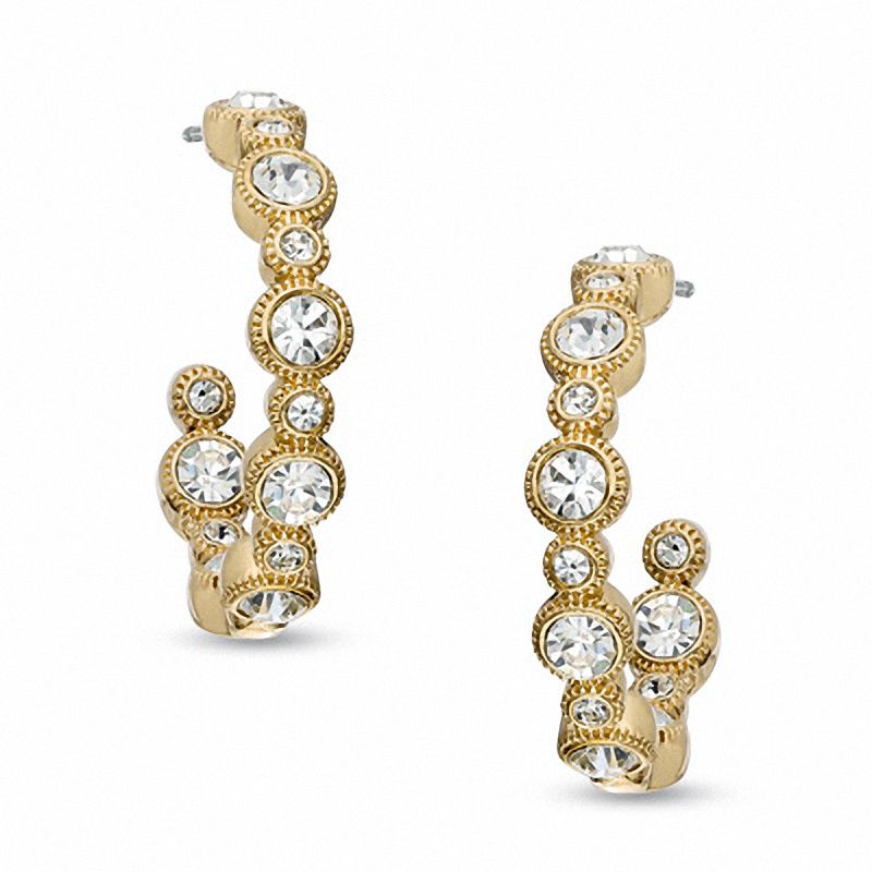 Main Image 1 of AVA Nadri Crystal Bezel-Set Inside-Out Hoop Earrings in Brass with 18K Gold Plate