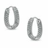 Thumbnail Image 1 of AVA Nadri Crystal Huggie Hoop Earrings in White Rhodium Brass