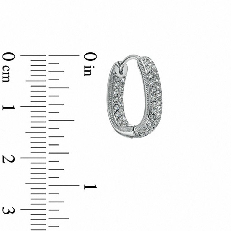 Main Image 2 of AVA Nadri Crystal Huggie Hoop Earrings in White Rhodium Brass