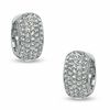 Thumbnail Image 1 of AVA Nadri Crystal Vintage-Style Wide Huggie Hoop Earrings in White Rhodium-Plated Brass