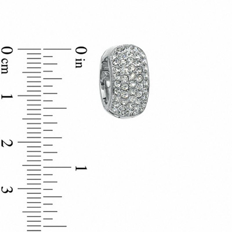 Main Image 2 of AVA Nadri Crystal Vintage-Style Wide Huggie Hoop Earrings in White Rhodium-Plated Brass