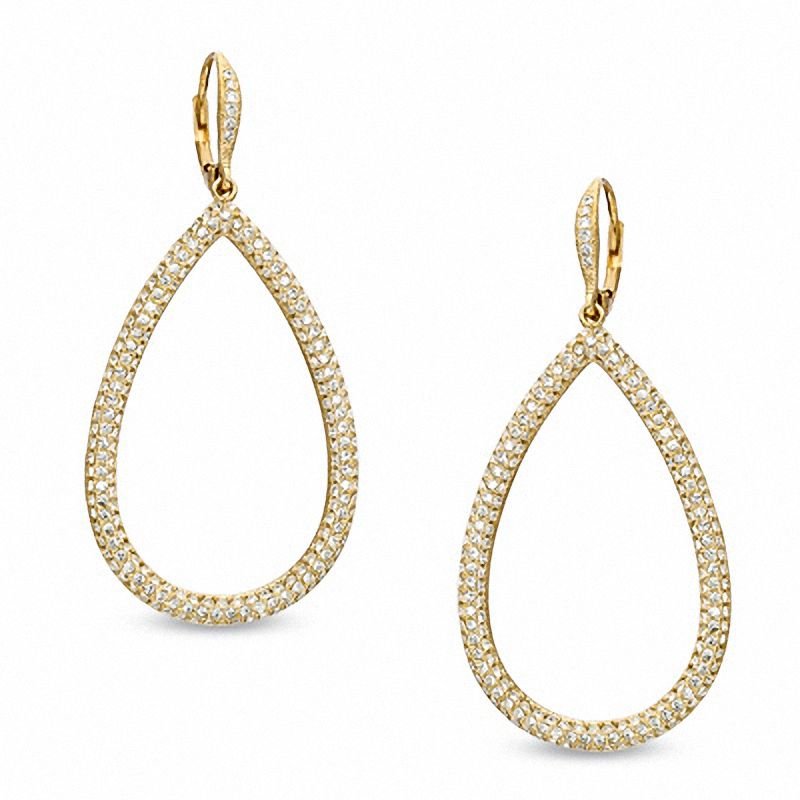 AVA Nadri Pavé Crystal Teardrop Earrings in Brass with 18K Gold Plate