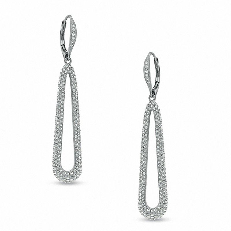 Main Image 1 of AVA Nadri Crystal Elongated Petal Earrings in White Rhodium Brass