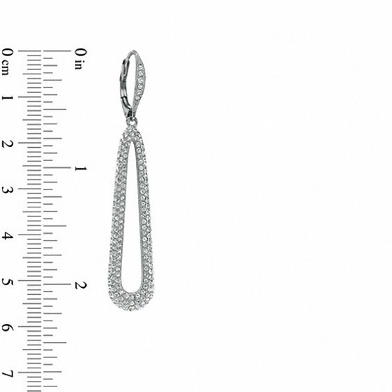 AVA Nadri Crystal Elongated Petal Earrings in White Rhodium Brass
