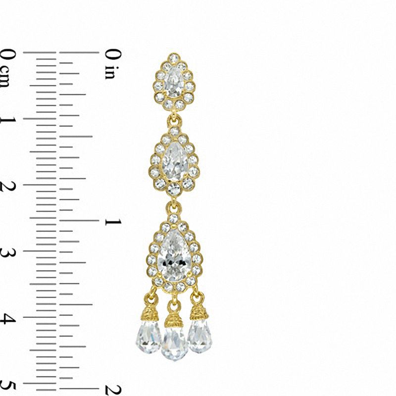 Main Image 2 of AVA Nadri Cubic Zirconia and Crystal Three Tier Drop Earrings in Brass with 18K Gold Plate