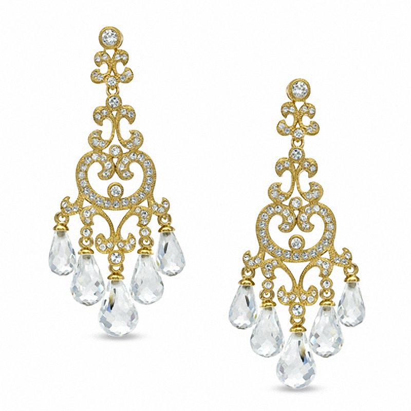 Ava Nadri Cubic Zirconia And Crystal Chandelier Earrings In Brass Ava Nadri Cubic Zirconia And Crystal Chandelier Earrings In Brass With 18k Gold Plate