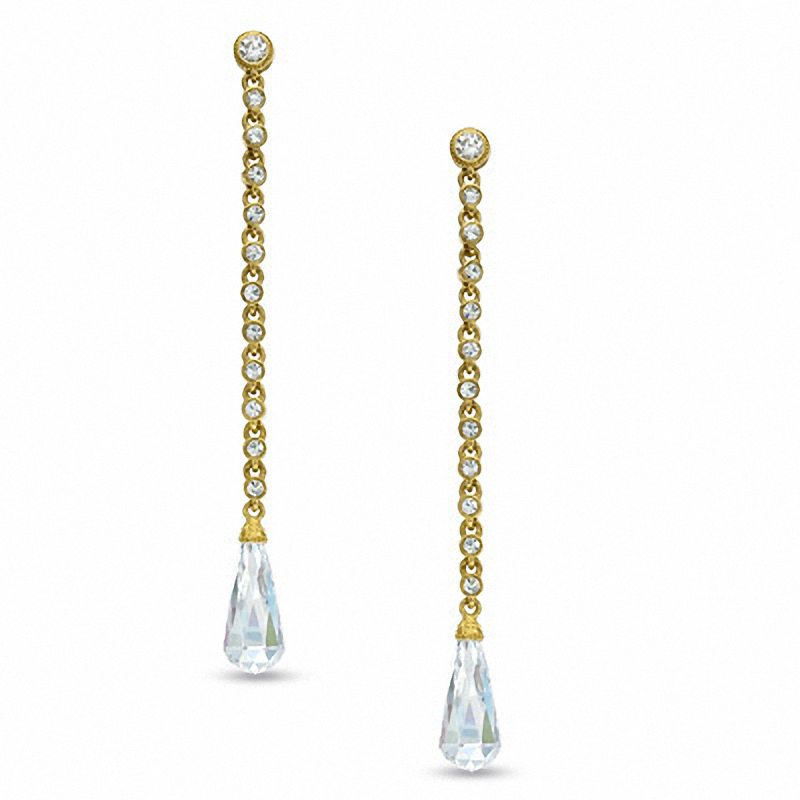 Main Image 1 of AVA Nadri Cubic Zirconia and Crystal Linear Drop Earrings in White Rhodium Brass
