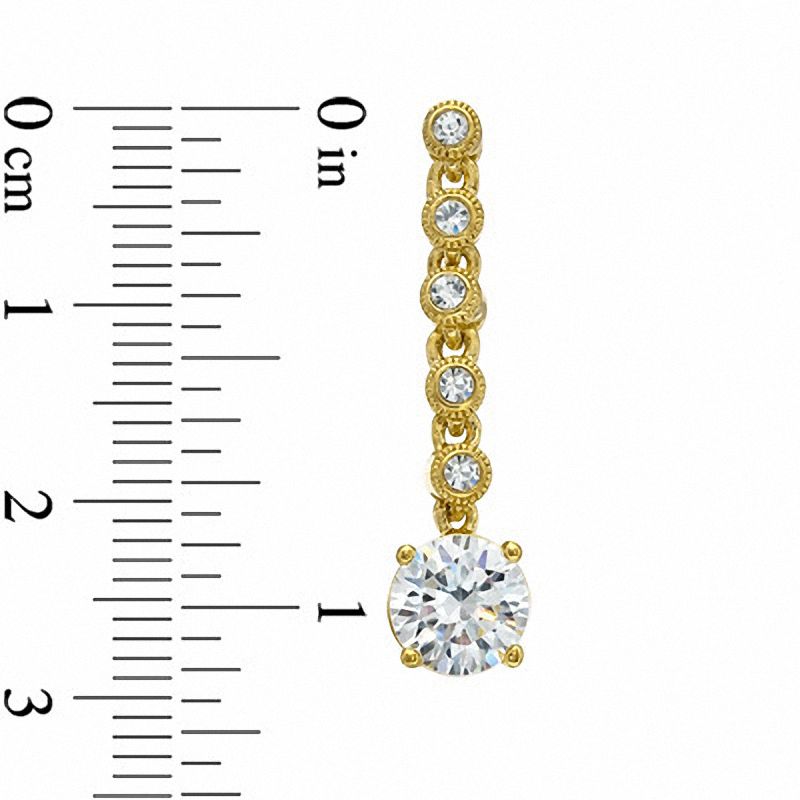 AVA Nadri Cubic Zirconia and Crystal Short Linear Drop Earrings in Brass with 18K Gold Plate