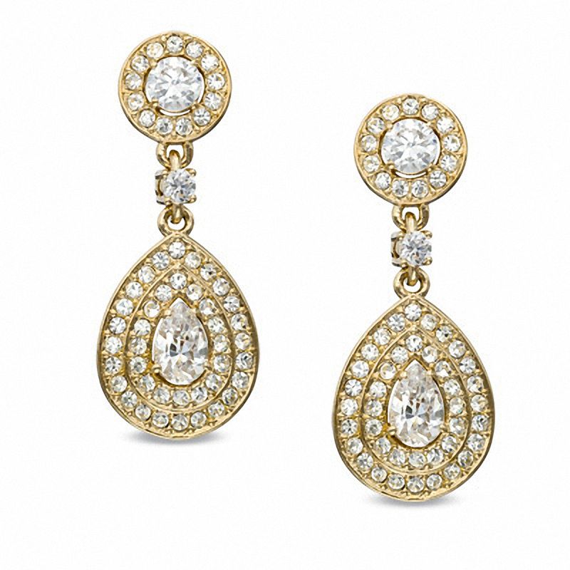 Main Image 1 of AVA Nadri Cubic Zirconia and Crystal Teardrop Earrings in Brass with 18K Gold Plate