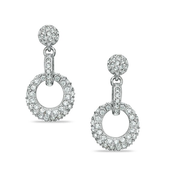 AVA Nadri Crystal Doorknocker Earrings in White Rhodium Brass