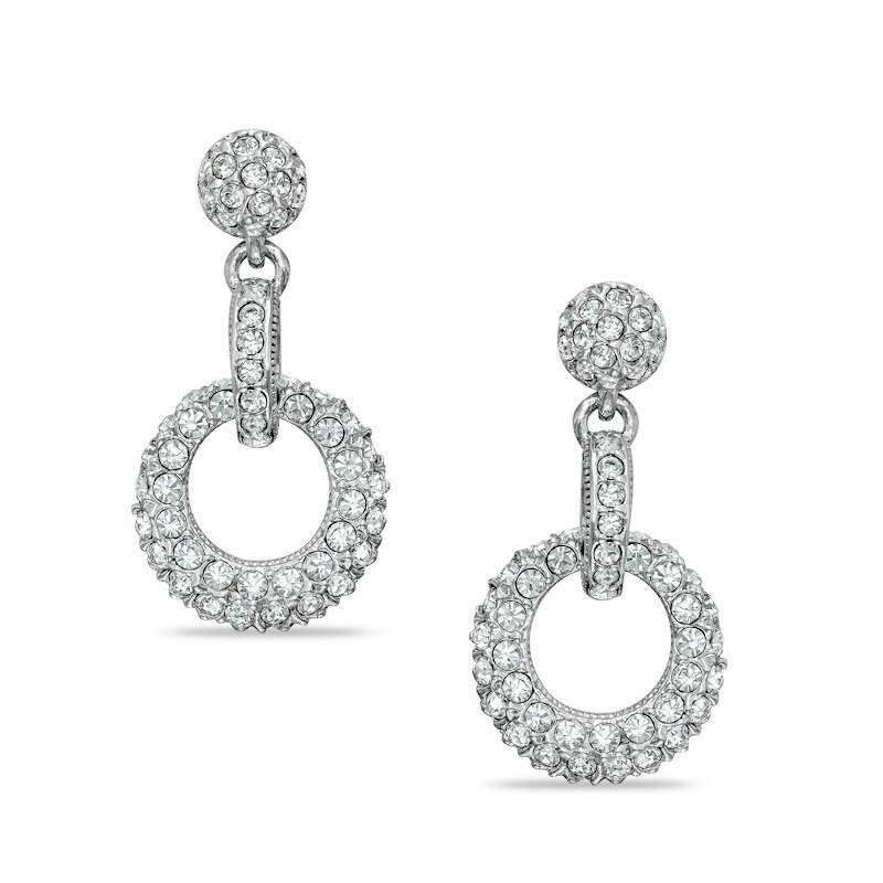 Main Image 1 of AVA Nadri Crystal Doorknocker Earrings in White Rhodium Brass