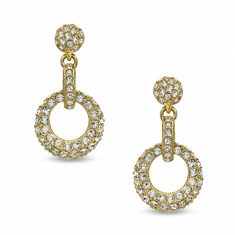Main Image 1 of AVA Nadri Crystal Doorknocker Earrings in Brass with 18K Gold Plate