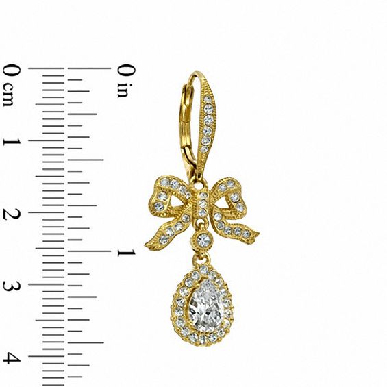 AVA Nadri Cubic Zirconia and Crystal Bow Drop Earrings in Brass with 18K Gold Plate